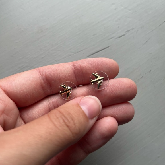 12k Gold-plated Airplane Earrings - Picture 2 of 5